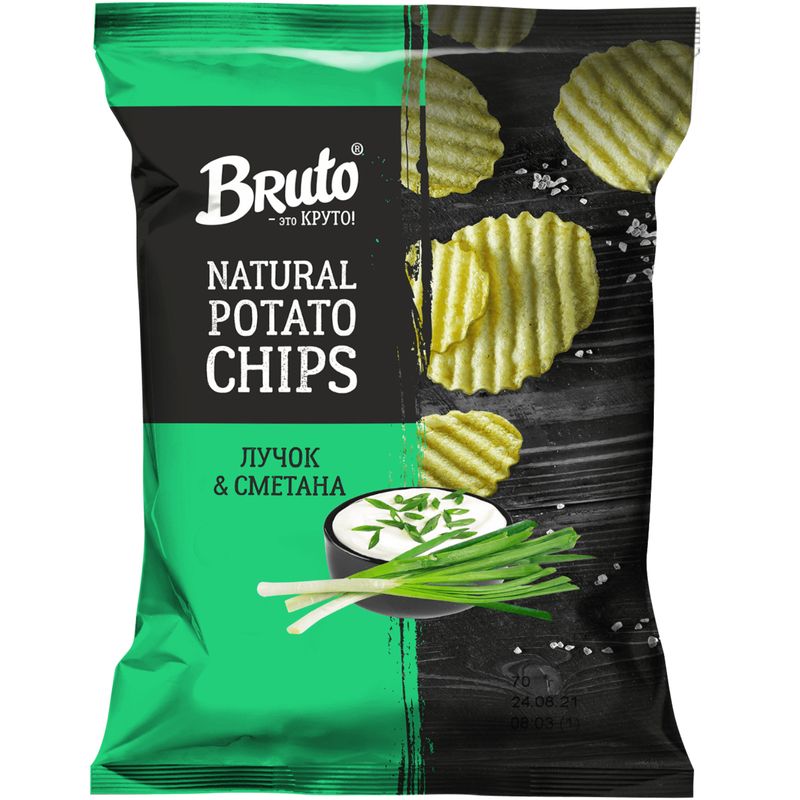 

Чипсы рифлёные Bruto Snacks Лучок & Сметана 130 г