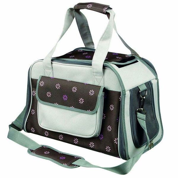 Сумка-переноска для кошек и собак мелкого размера, 25x27x42 см, коричнево-серая