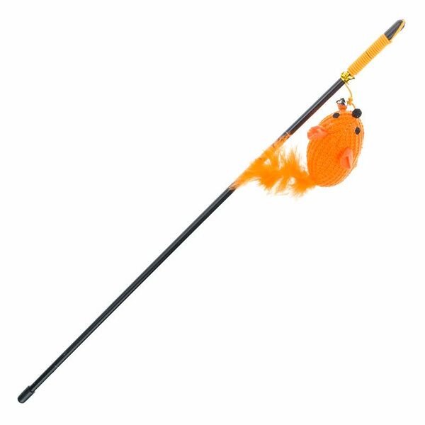 Игрушка для кошек Дразнилка с мышкой и перьями 46 см