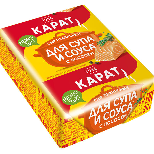 Сыр плавленый карат 90 г 45% с лососем для супа