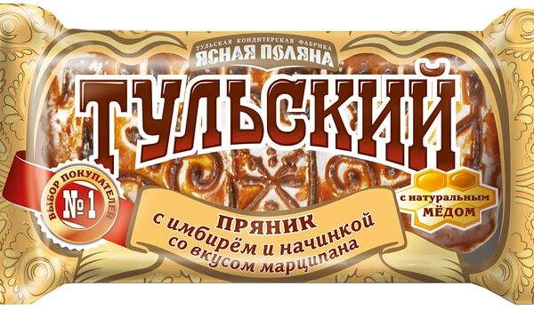 Пряник тульский Ясная Поляна с имбирем и начинкой со вкусом марципана 140г