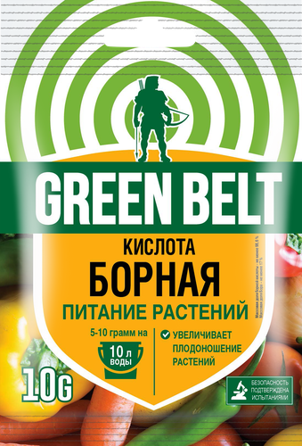 

Кислота борная Грин Бэлт для развития и плодоношения растений 10 г