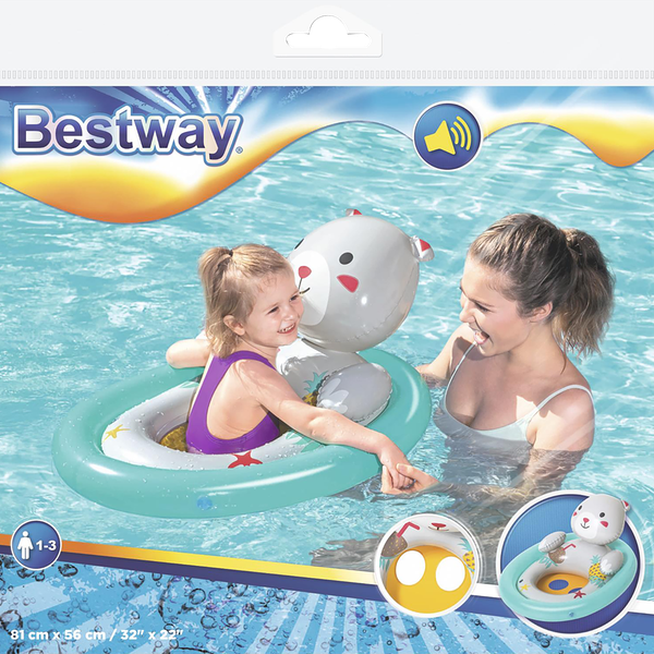 Круг надувной с сиденьем для плавания BESTWAY Животные 81х56см, Арт. 34058