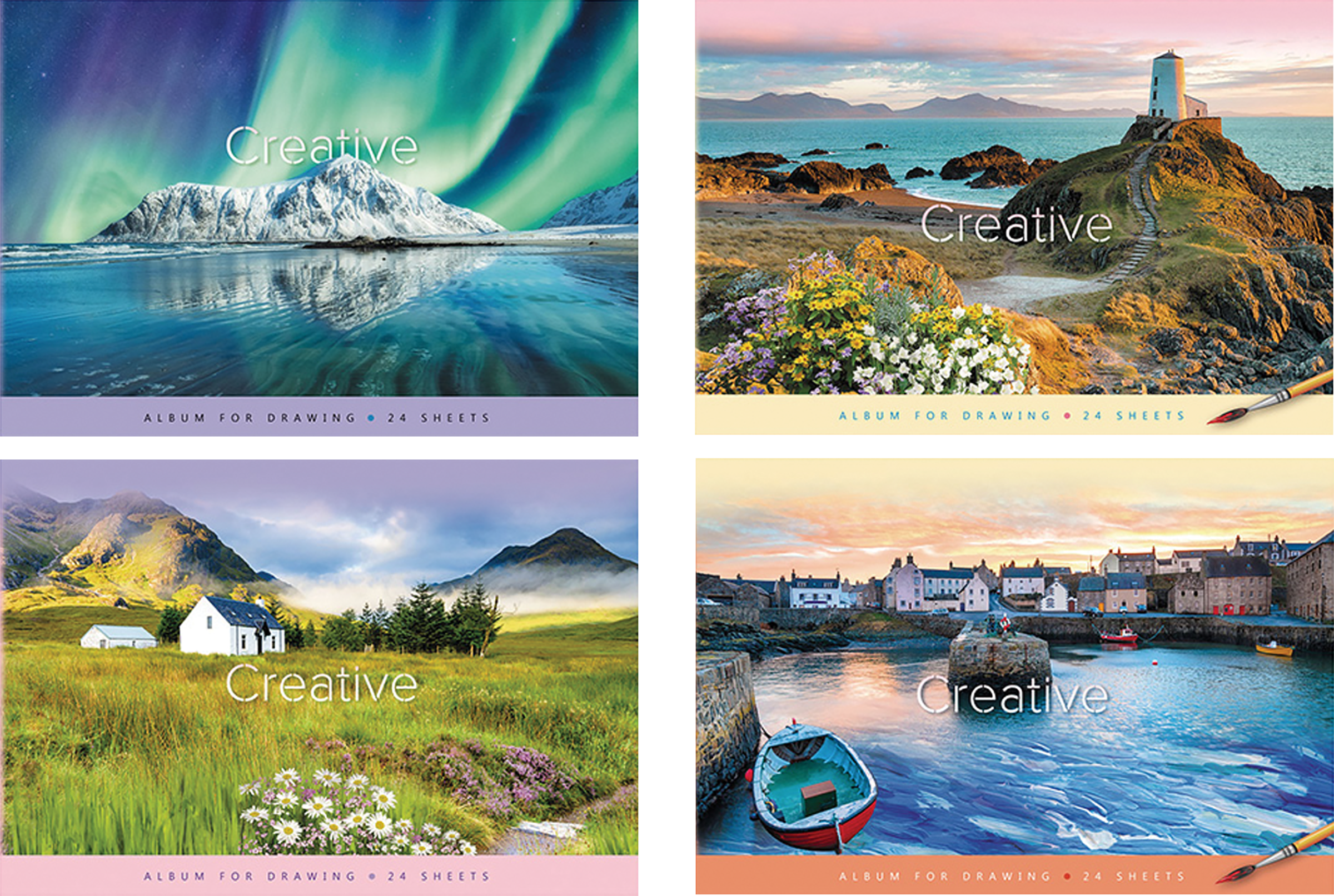 

Альбом для рисования BG Creative А4, 24 листа, на скрепке, эконом Арт. АР4ск24 8752