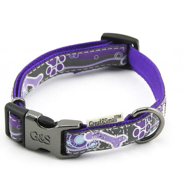 Ошейник для собак GREAT&SMALL светоотражающий 25х450-650мм нейлон фиолетовый