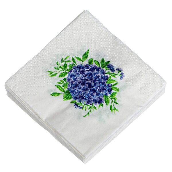 Салфетки бумажные Art Bouguet Голубая гортензия, 2-сл, 20 см, 30 шт