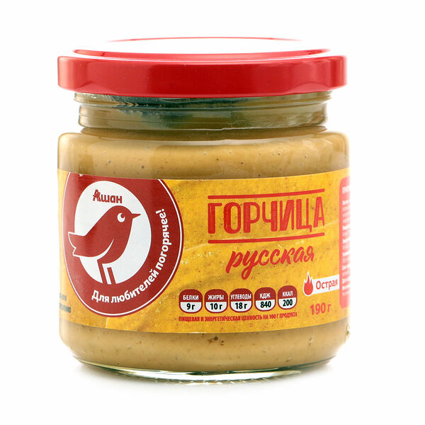 Горчица АШАН Красная птица русская острая