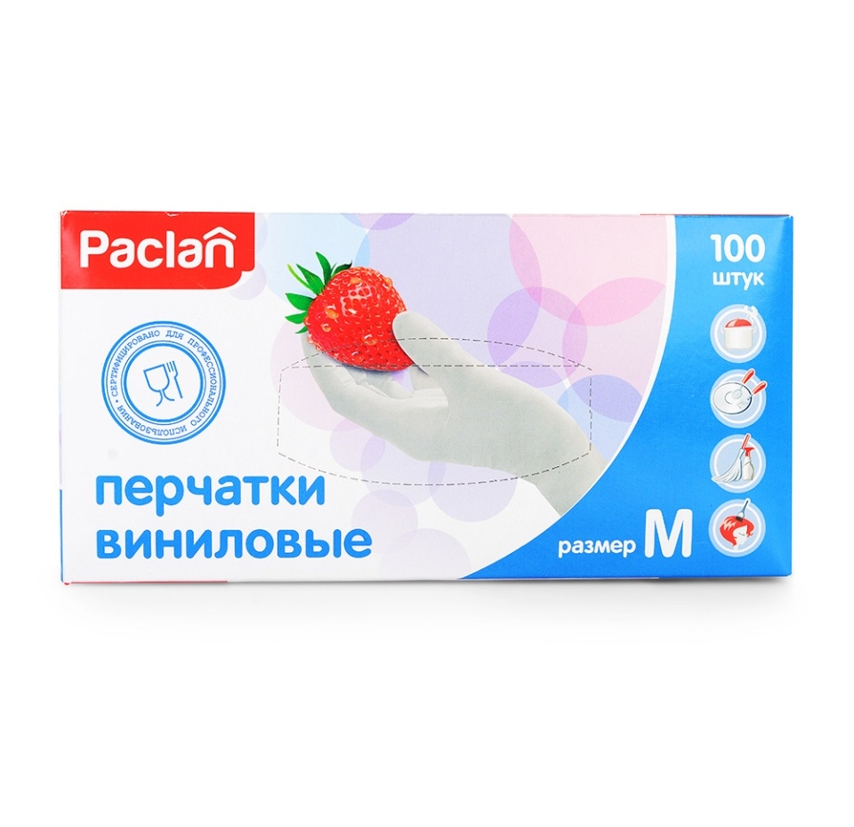 

Перчатки Paclan виниловые M 100 шт