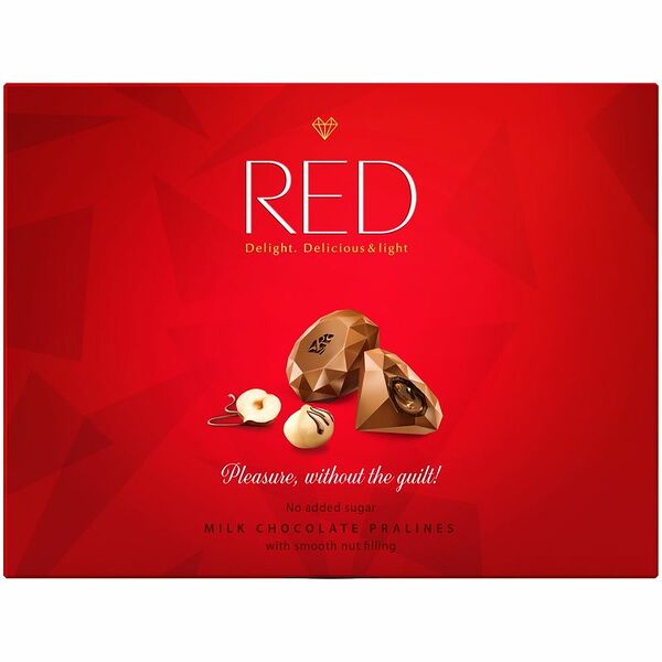 Шоколад молочный Red Delight с ореховой начинкой с пониженной калорийностью, 132г
