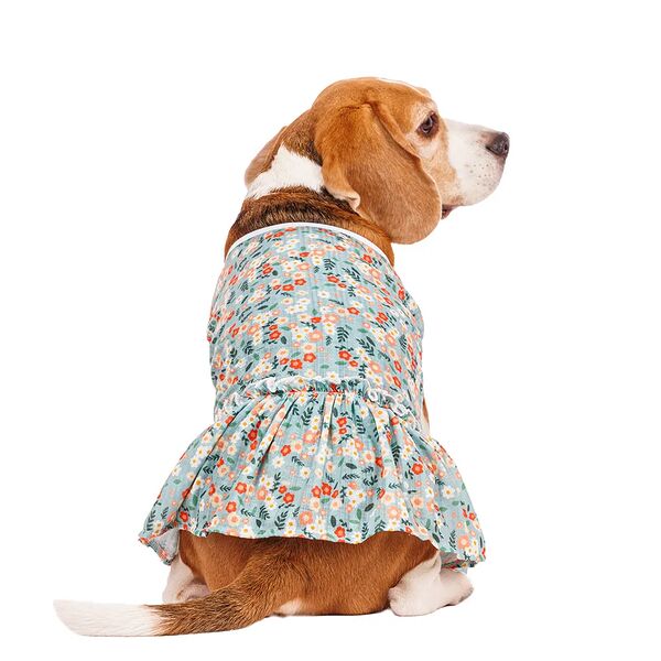 Платье для собак в цветочек 2XL зеленый (девочка)