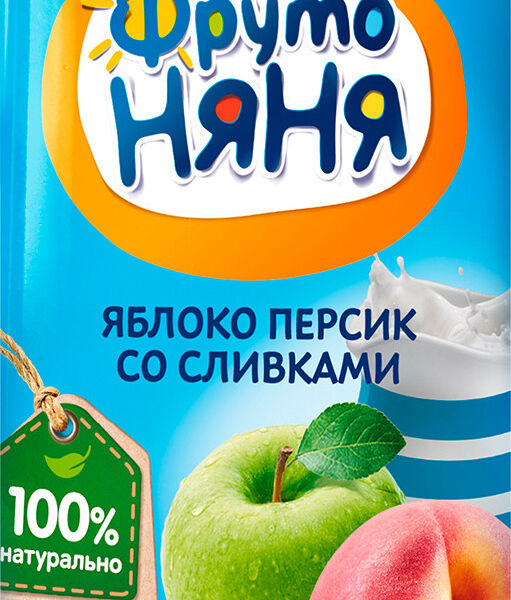 Пюре фруктовое ФрутоНяня из яблок и персиков со сливками с 6 месяцев