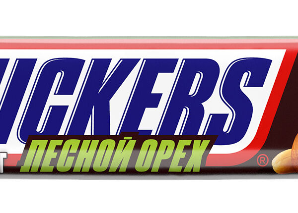 Snickers Лесной орех шоколадный батончик с арахисом, карамелью, фундуком и нугой, 81г