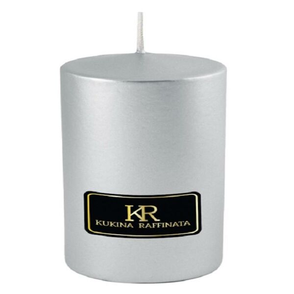 Свеча столб Kukina Raffinata 4х6 см серебро