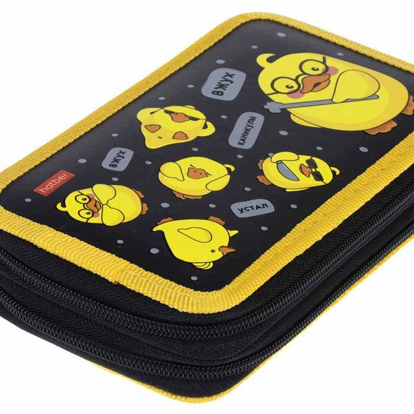 Пенал Hatber NPn_410 2 отделения на молнии дизайн в ассортименте, 190×110 мм