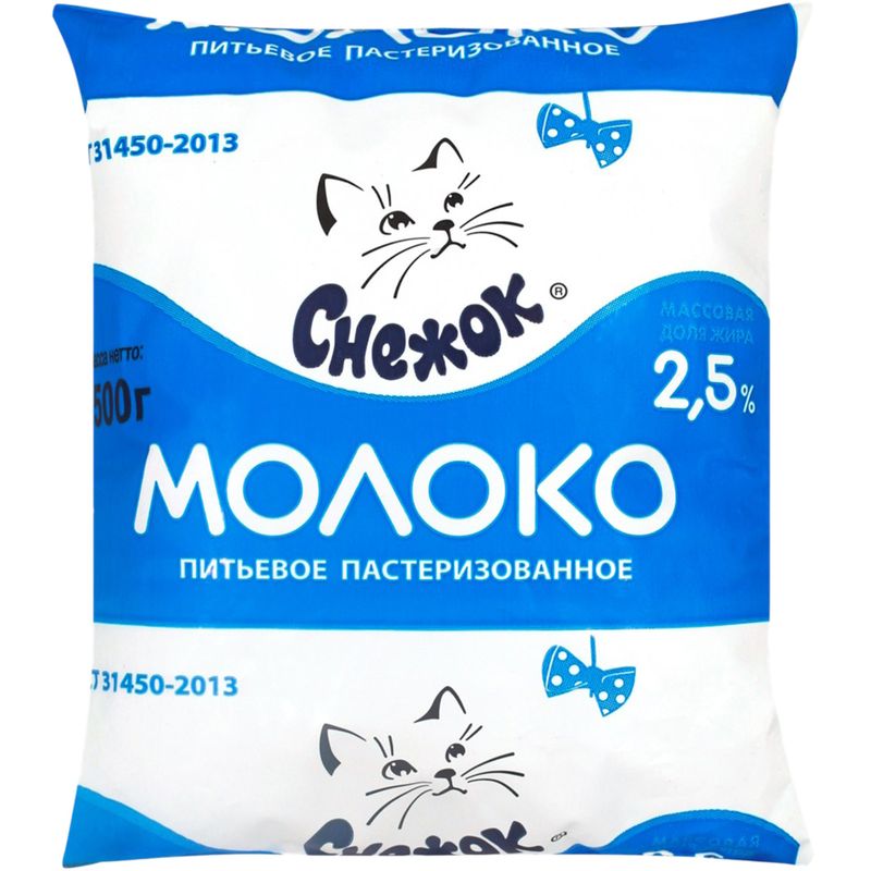 

Молоко Снежок пастеризованное 2.5%, 500 г
