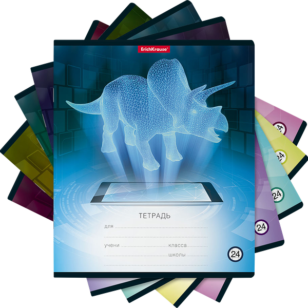 Тетрадь ERICHKRAUSE Digital Dino, 24 листов, в клетку