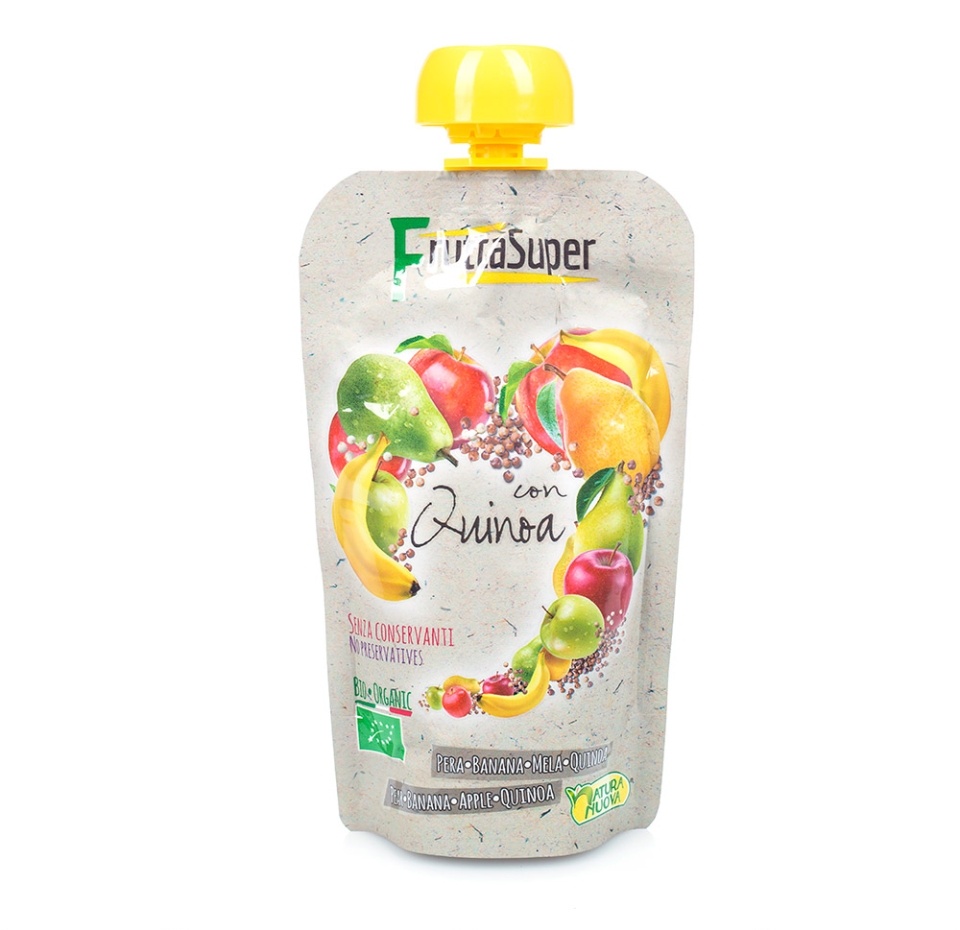 

Пюре FruttaSuper из яблока, груши, банана с хлопьями киноа, Natura Nuova, 120 г, Италия