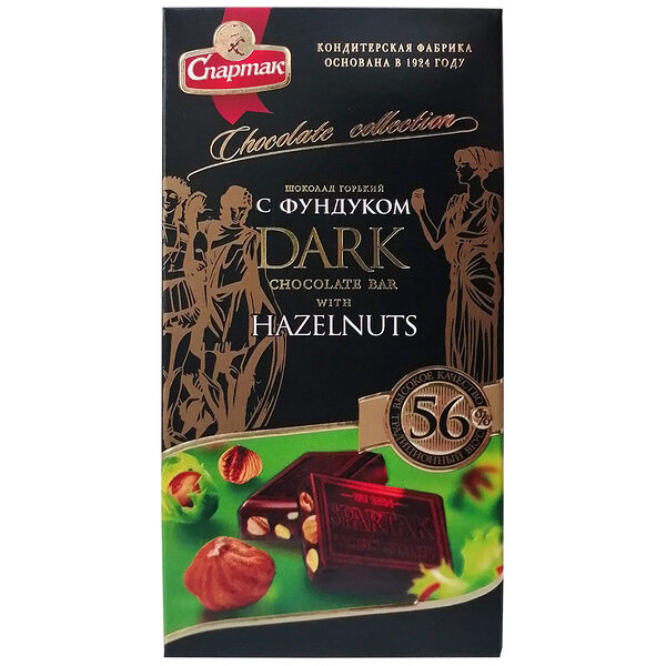 Шоколад Спартак Горький с фундуком пенал 90г