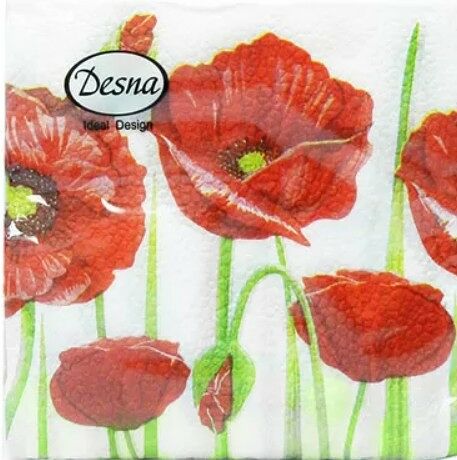 Салфетки десна красные маки 40 шт