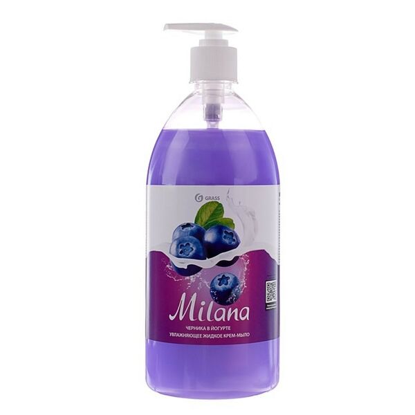 Крем-мыло жидкое GRASS Milana увлажняющее, черника в йогурте