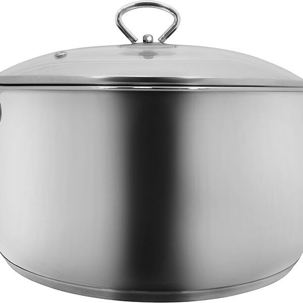 Кастрюля ЛЗЭП нержавеющая сталь полусфера стеклянная крышка 2.8л