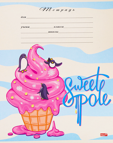 

Тетрадь PROFIT Зверушки и вкусности, 12 листов, в клетку, в ассортименте