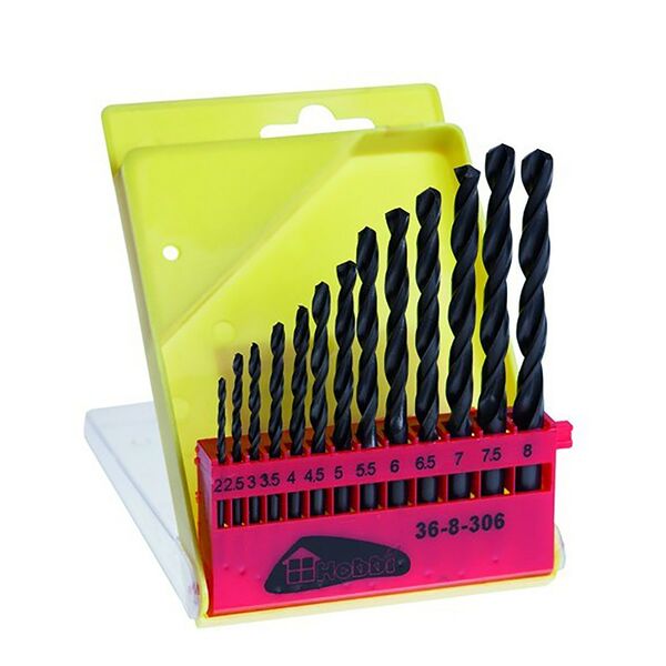 Набор сверл по металлу, пластмассовый короб, 13 предметов