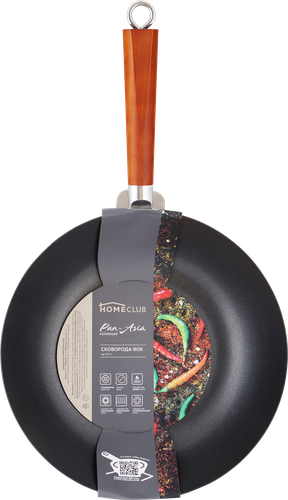 

Сковорода-вок HOMECLUB Pan-Asia 28см, деревянная ручка, сталь, антипригарное покрытие