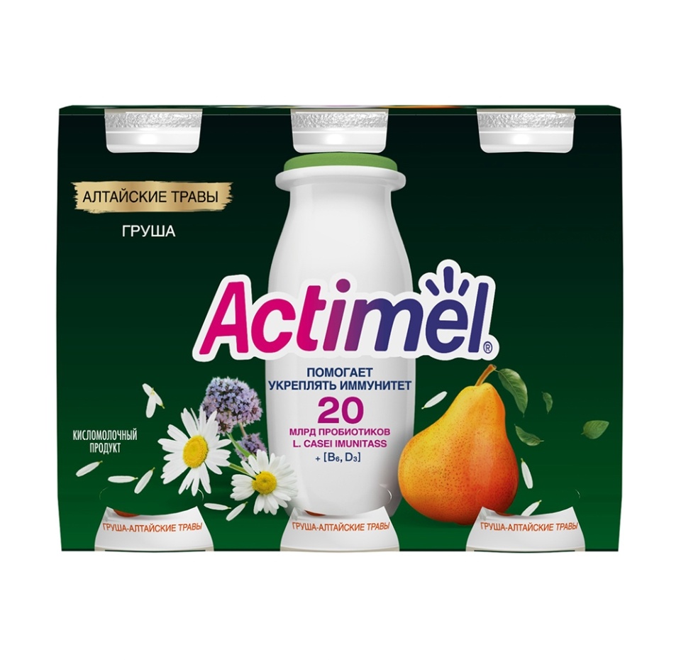 

Напиток кисломолочный Актимель Груша-Алтайские травы 100г Россия