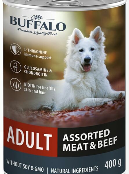 Влажный корм для собак Mr.Buffalo Adult Мясное ассорти с говядиной 400 г