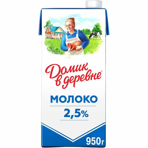 Молоко ультрапастеризованное Домик в деревне 2.5%, 950мл