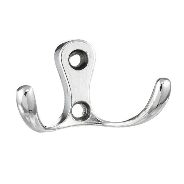 Крючок 2-х рожковый, хром, 1 шт, TECH-KREP