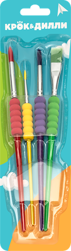 Набор кистей КРОК&ДИЛЛИ №4, №8, №10, №12, с грипом, Арт. LTA0929005, 4шт