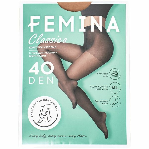 Колготки женские Femina Classico 40 Den с Шортиками Camello 3 размер 40 den