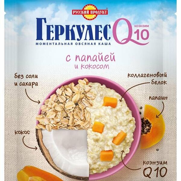 Геркулес Русский продукт Q10 с папайей и кокосом 