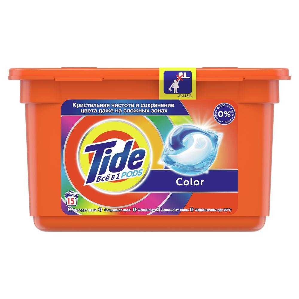 

Капсулы для стирки Tide 3 в 1 Color 15 шт