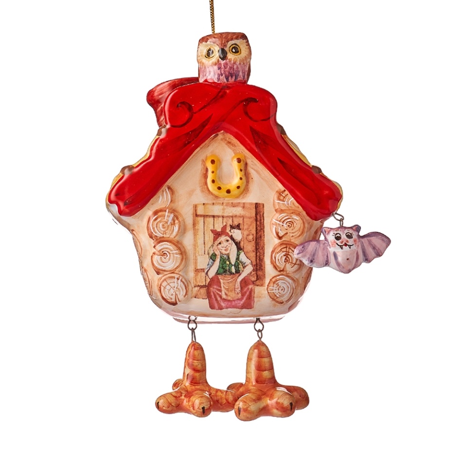 

Игрушка для елки Зимние игрушки Избушка на курьих ножках 12см, майолика, Россия