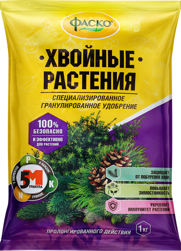 

Удобрение минеральное для хвойных растений Фаско 5М гранулированное 1 кг