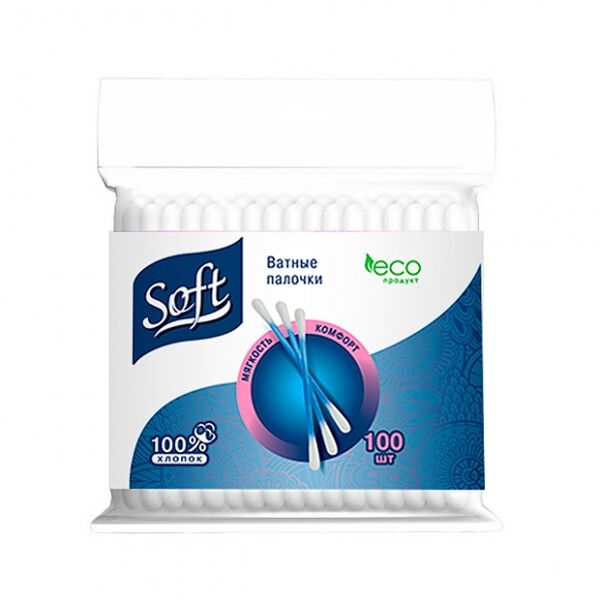 Ватные палочки Soft в zip-пакете 100 шт
