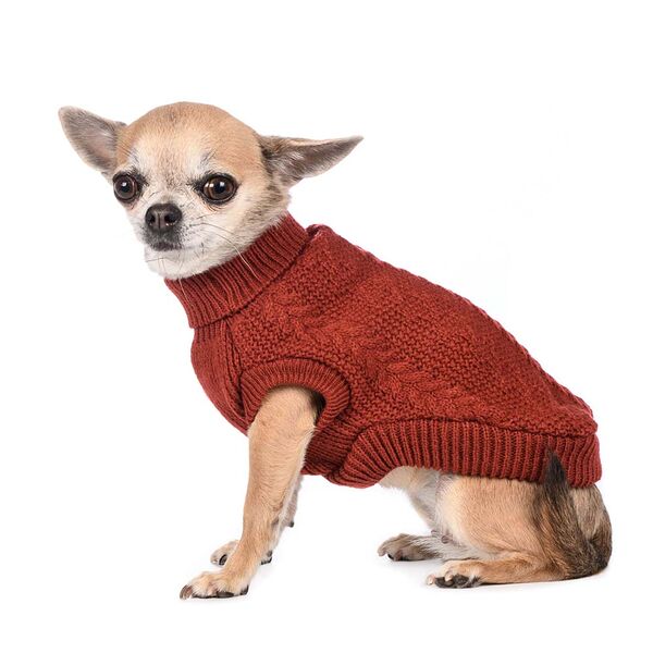 Свитер вязаный для собак 20см XS ржавый (унисекс)