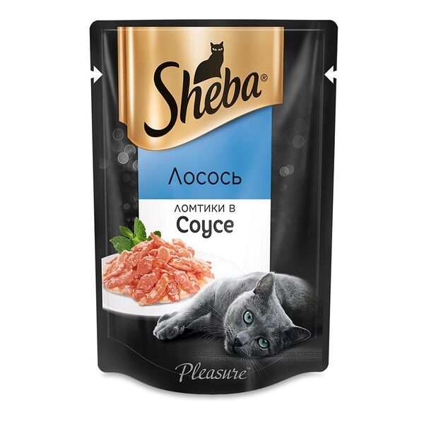 Корм Sheba Ломтики в соусе с лососем для кошек, 85г