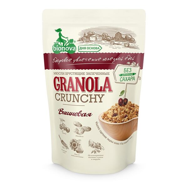 Гранола (Мюсли) Bionova Вишневая без сахара 400 г