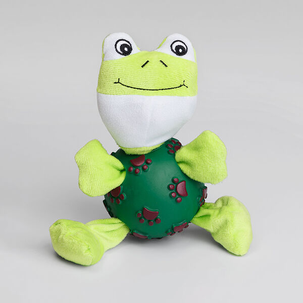 Игрушка с пищалкой для собак Лягушка с мячом, 23х10,5х7,5 см