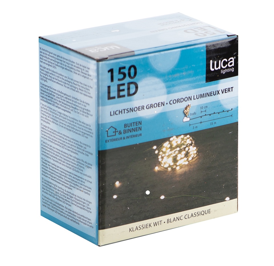 

Электрогирлянда классический белый свет, 150led, цвет зеленый,1500 см, Китай