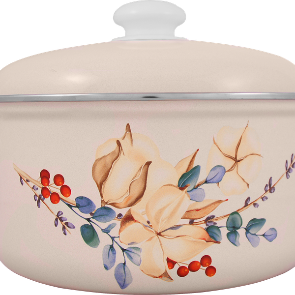 Кастрюля с крышкой ЛЫСЬВЕНСКИЕ ЭМАЛИ цилиндрическая, эмалированная сталь 3л Арт. С-1512АП2/4Жм