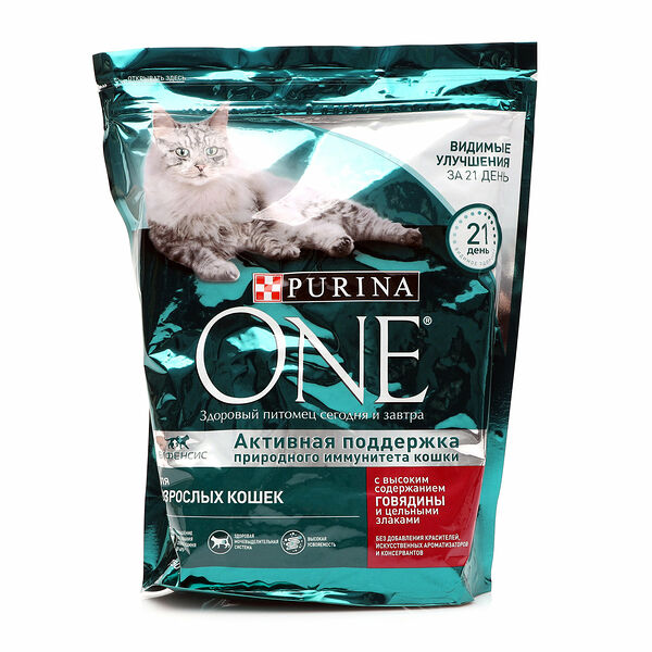 Сухой корм для кошек Purina One с говядиной и злаками