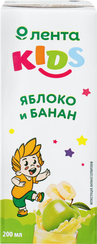 

Нектар Лента Kids из яблок и бананов с мякотью, 0.2 л