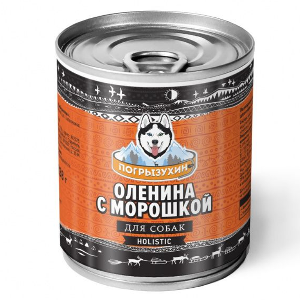 Корм консервированный для взрослых собак Погрызухин Оленина с морошкой