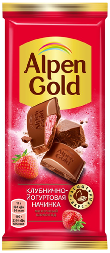 

Шоколад молочный Alpen Gold Клубника-йогурт 85 г