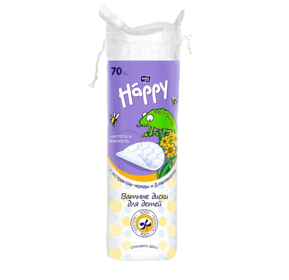 

Ватные диски Bella Baby Happy с экстрактом череды и Д-пантенолом 70 шт